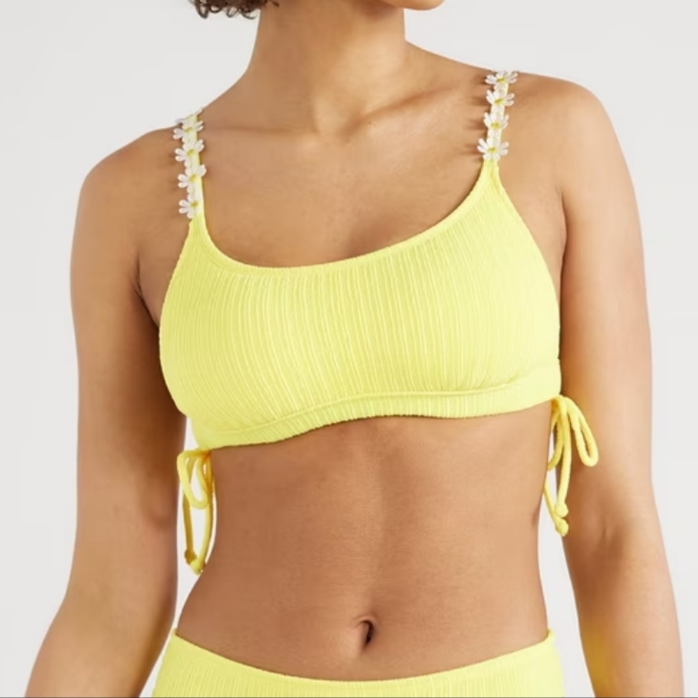 Yellow Daisy Bralette Bikini Top NO BOUNDARIES XL 15/17